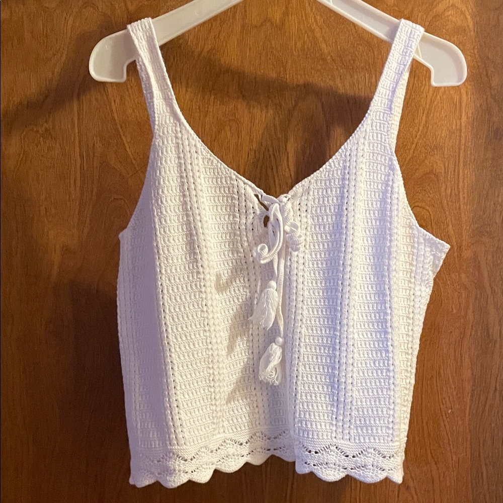 White Crochet Tank Top